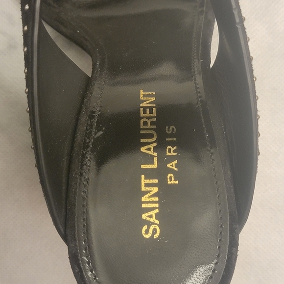 Saint Laurent Black Oak Slide Studded Sandals Sz 36 - Picture 7 of 16